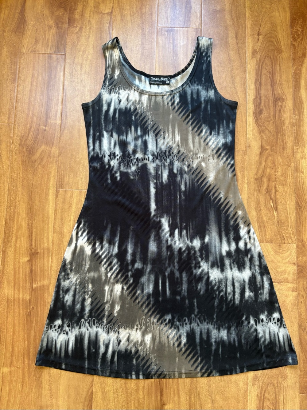 Vintage Black and Gray Tie-Dye Mini Dress - Picture 6 of 13